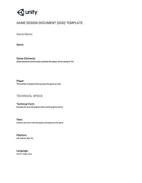 1 page gdd template